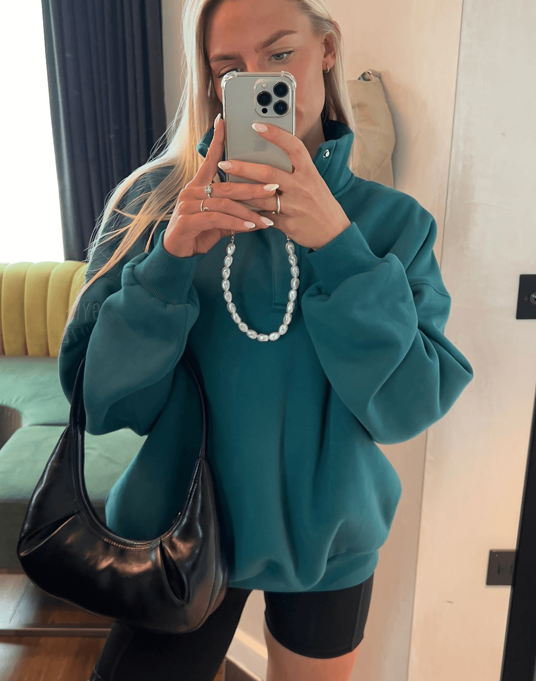 Snap Collar Sierra Sweatshirt in Teal