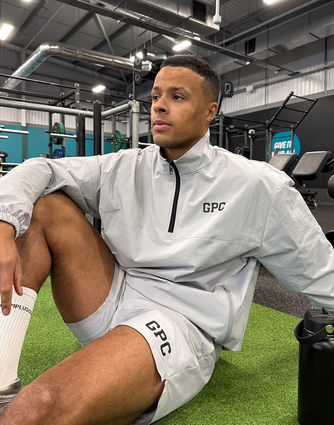 GPC Train Half Zip Jacket in Stone Grey