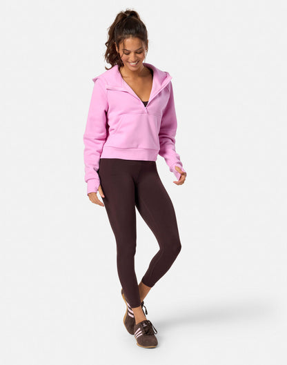 Sierra Crop Half Zip Hoodie in Cotton Candy