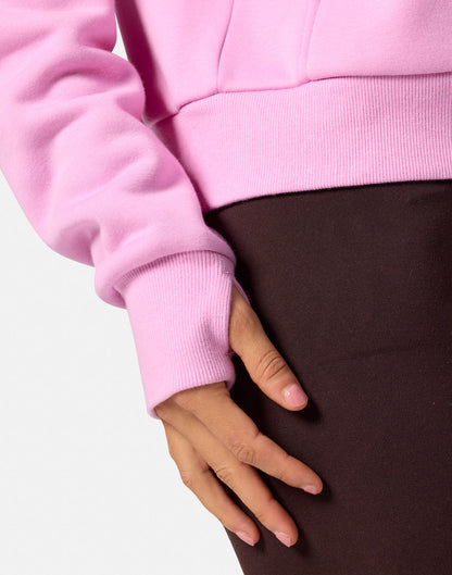 Sierra Crop Half Zip Hoodie in Cotton Candy