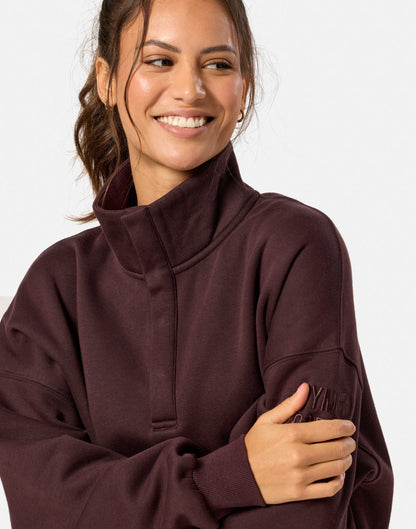 Snap Collar Sierra Sweatshirt in Mocha Bean